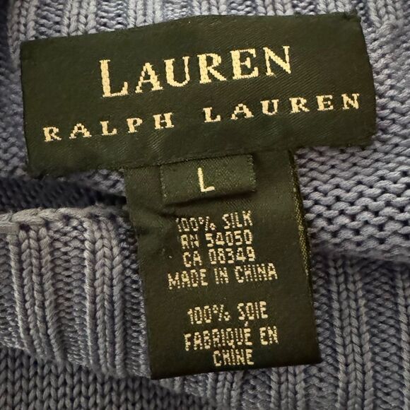 Lauren Ralph Lauren Blue 100% Silk Boatneck Top Size Large - Picture 3 of 3